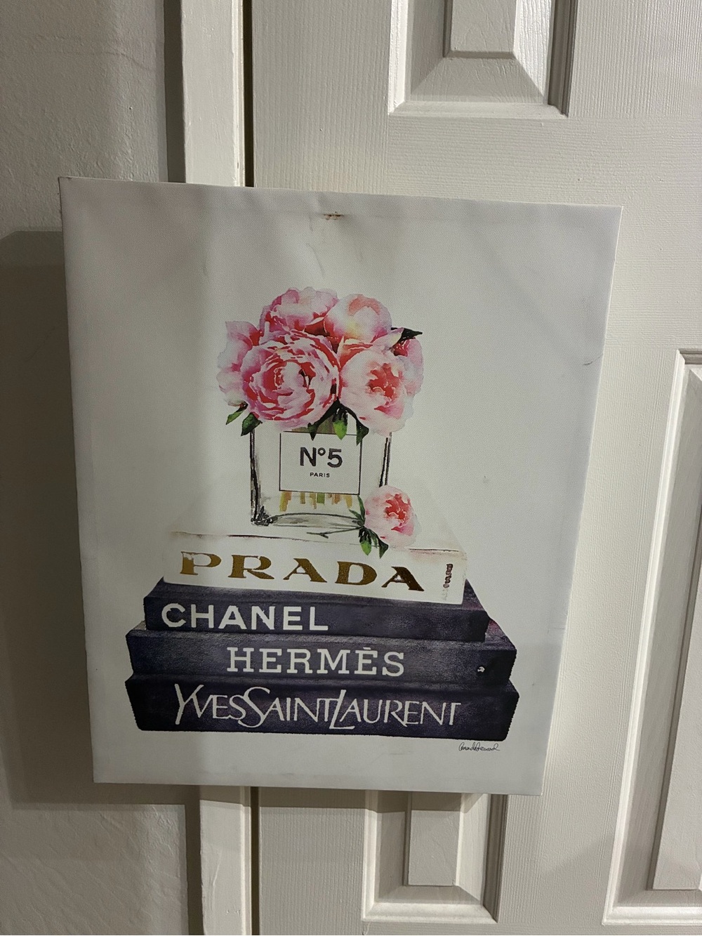 Floral Framed Wall Art in White & Gold